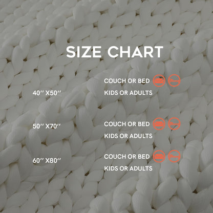 YnM Cooling Chunky Throw Blanket, Medium-Weight, Hand Knitted, Skin Friendly, Ventilated and Breathable, Machine Washable, Home Décor Piece for Couch, Sofa and Bed (White, 40x50 Inch)