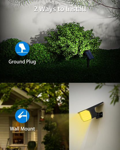 3 Colors Solar Lights Outdoor Waterproof IP65 Outdoor Spot Lights for Yard 52 LEDs 600LM Solar Powered Landscape Spotlights Solar Security Wall Lights for Garden Pathway Outside- 2 Pack