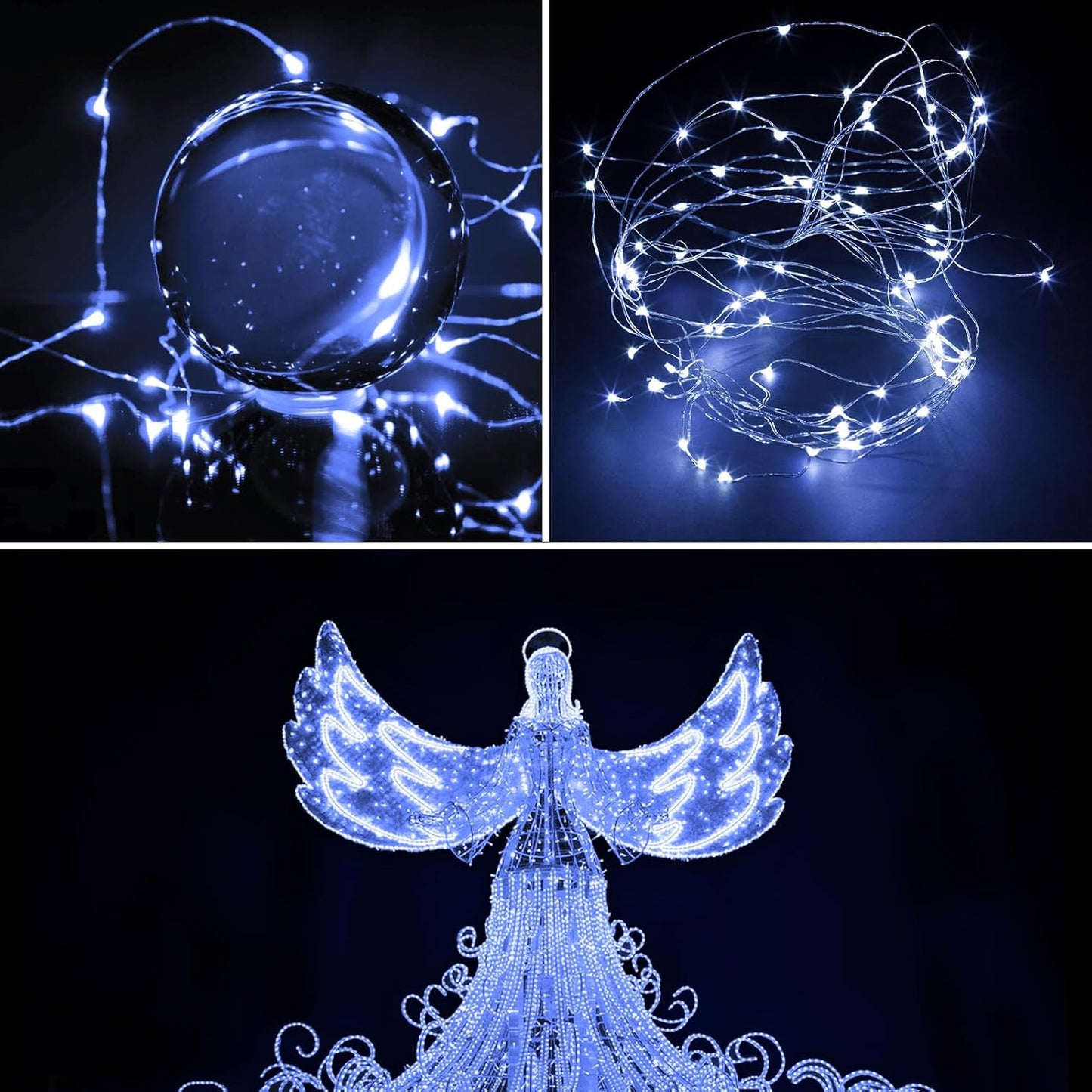 2-Pack 200 LED Solar String Lights for Outside,Solar Fairy Lights for Outside Waterproof,Solar String Lights Outdoor with 8 Modes for Christmas Tree,Balcony, Party,Wedding Decorations(Cold White)