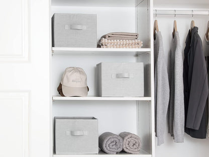 StorageWorks Storage Baskets for Shelves, Foldable Fabric Closet Storage Bins with Handles, Fabric Storage Bins Clothes Organizer, Light Grey, 3-Pack, Large