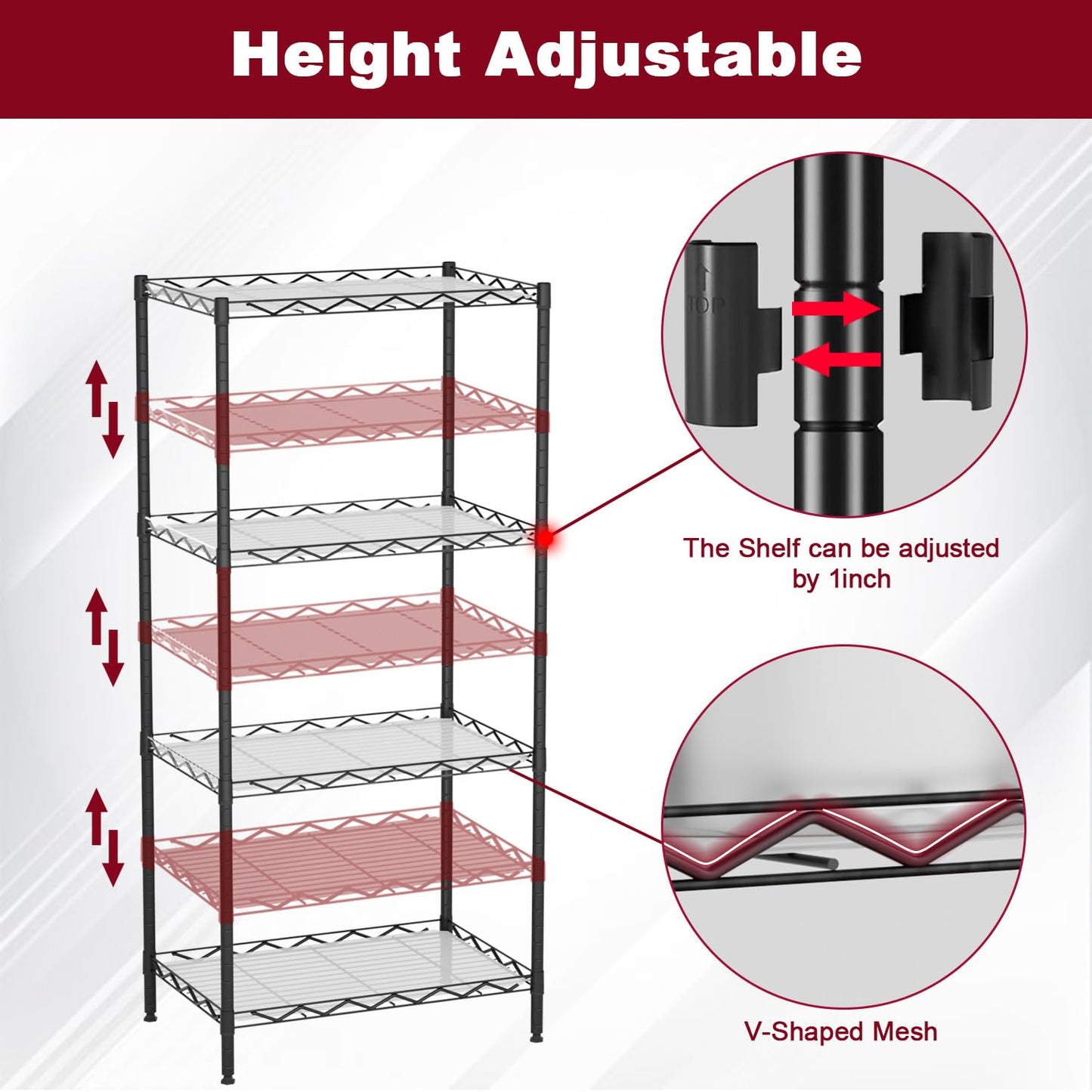 4-Tier Wire Shelving Unit 600 lbs Weight Capacity Storage Shelves Metal Frame Garage Shelves Easy