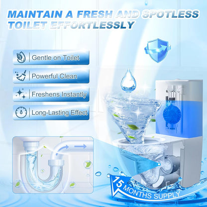 KIISIISO Automatic Toilet Bowl Cleaner Tablets，Bathroom Toilet Tank Cleaner，Blue Clean Bubbles,Strong Detergent Ability,Long-lasting 300 brushes,Mild Fresh Pine Scent(30 Pack)