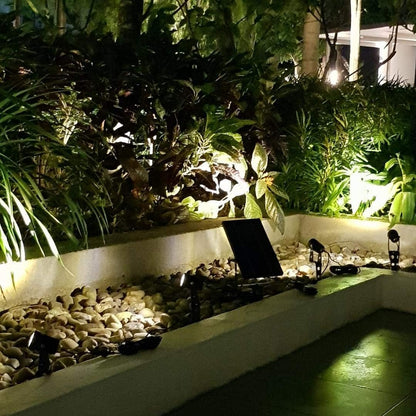 4-Spotlight Mini 50X Solar-Powered LED Spotlight (Cool White LED), Black Finish, Outdoor Garden Yard Landscape Downlight