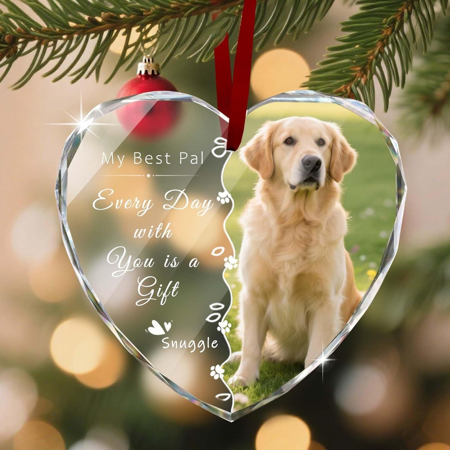 Custom Christmas Ornament Glass-Personalized Christmas Ornaments with Photo/Name/Date/Text,Wedding Christmas Birthday Baby Gifts (Color 5)