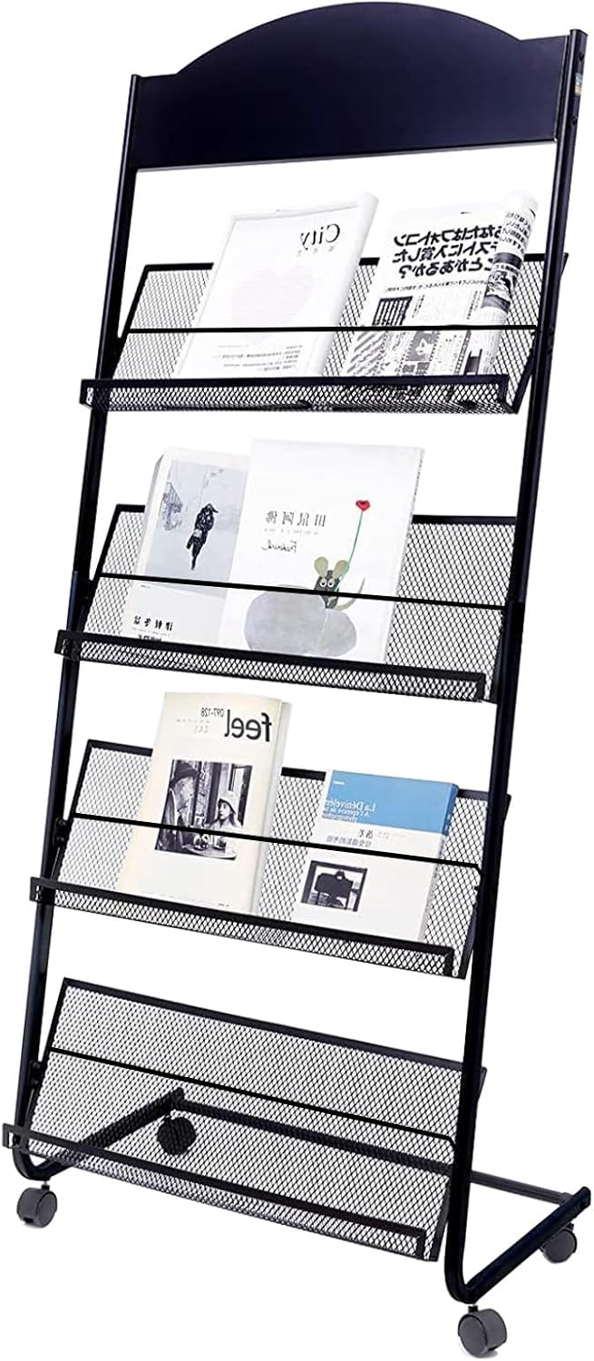 YinghaoFloor Standing Magazine Rack, 4 Layer Iron Magazine Rack Floor, Suitable for the Display of Brochures or Documents in Exhibitions, Shopping Malls, Hospitals, Offices