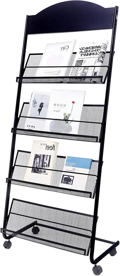 YinghaoFloor Standing Magazine Rack, 4 Layer Iron Magazine Rack Floor, Suitable for the Display of Brochures or Documents in Exhibitions, Shopping Malls, Hospitals, Offices