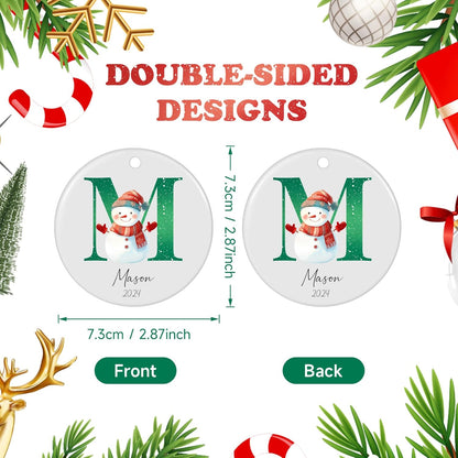 Name Ornaments for Christmas Tree, Personalized Christmas Ornaments 2025, Custom Initial Ornaments A-Z Letter Keepsake Gifts, Xmas Tree Decorations, Stocking Name Tags