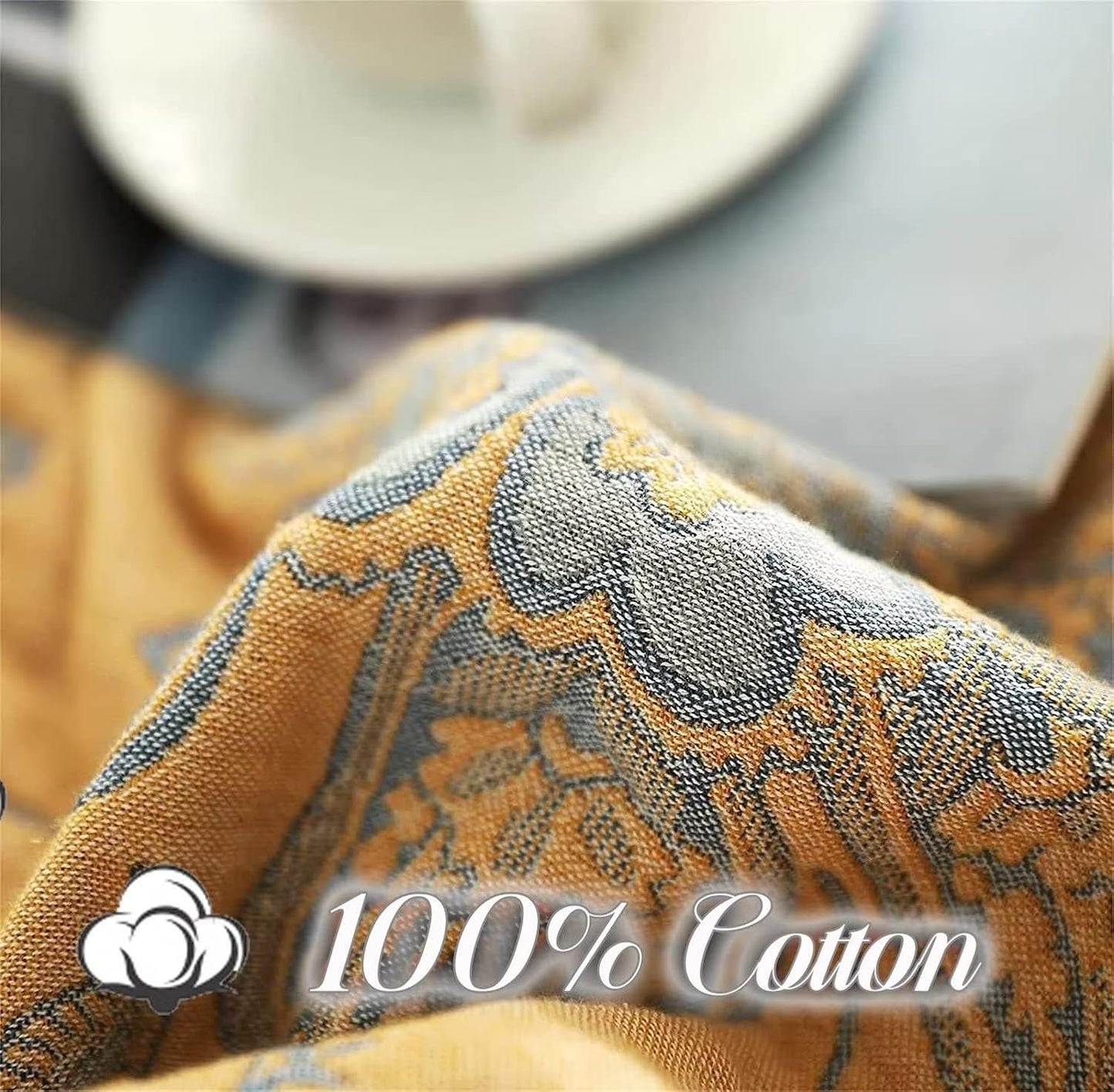 Boho Throw Blanket 100% Cotton Blankets, Super Soft Cozy Warm Blanket, Cotton Quilted Blankets, Versatile KnitWoven Blanket for Couch Sofa Bed Home Decor and Living Room, 78''Wx 90''L