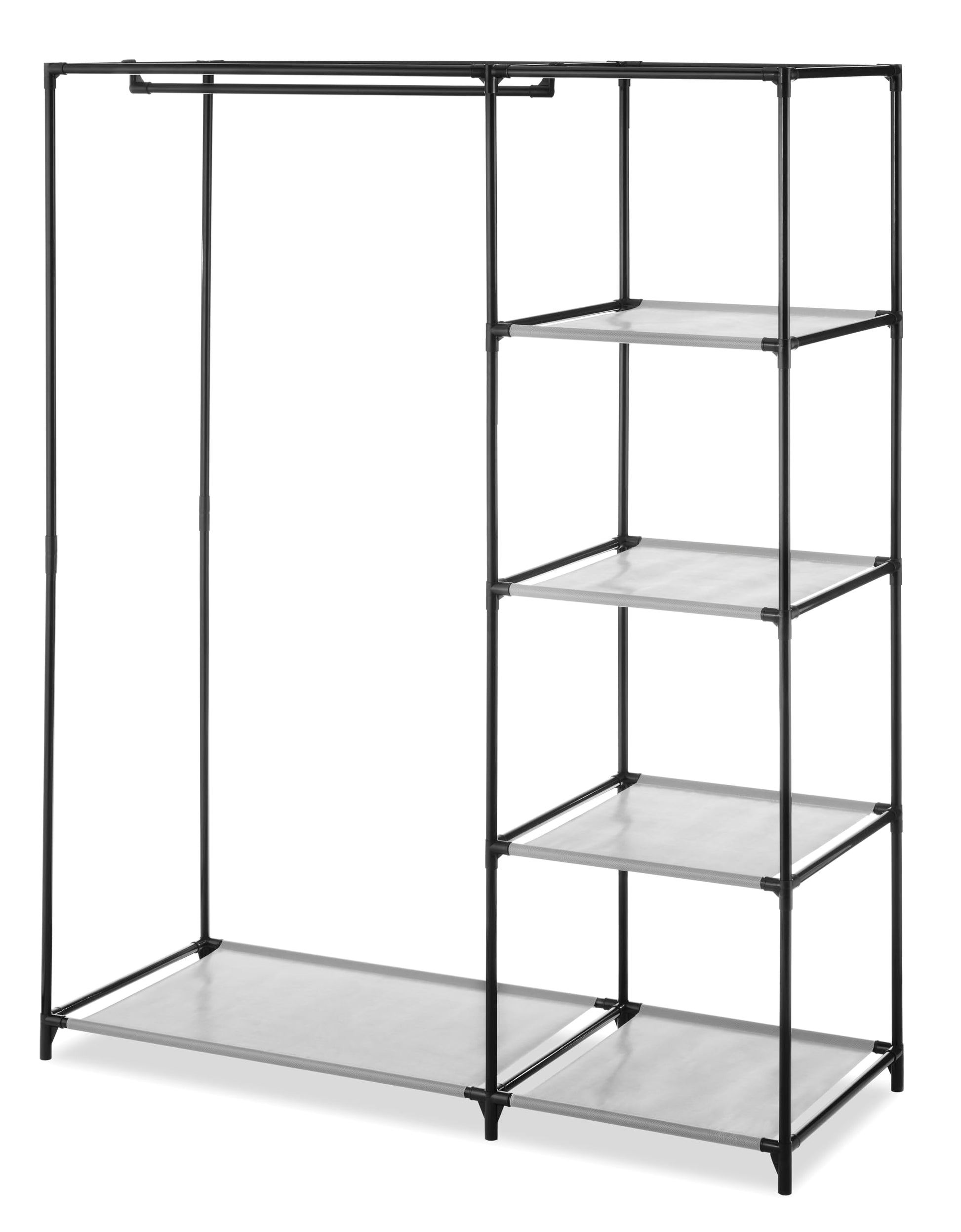 Whitmor Spacemaker 5 Tier Wardrobe Closet, Freestanding Storage System with Garment Rod, Space