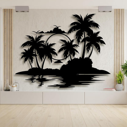 Palm Tree Metal Wall Decor,Palm Tree Metal Wall Art,Metal Palm Tree,Metal Palm Tree Wall Decor,Tropical Metal Wall Art,Beach Wall Decort,Metal Wall Decor (style 2,white,47 L" x 37 W" / 120 x 94 cm)