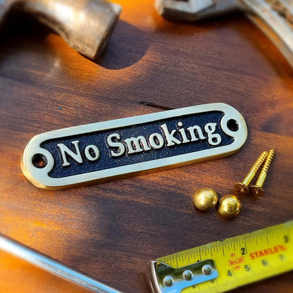 No Smoking Brass Door Sign. Traditional Style Home Décor Wall Plaque Handmade By The Metal Foundry UK.