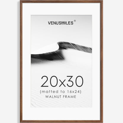 20x30 Poster Frame Natural Solid Walnut Photo Frames with 16x24 Removable Mat Wall Hanging Large Handcrafted Frame with HD Plexiglass Wall and Tabletop Display Large Picture Frame