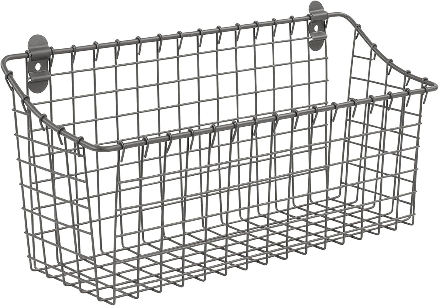 Spectrum Extra Large Wire Wall Mount Storage Basket Industrial Gray, Vintage Wire Basket Wall Mount