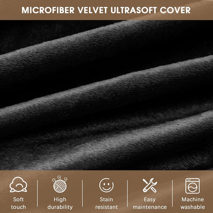 Bean Bag Chairs for Adults - Memory Foam Furniture BeanBag Chair - Kids/Teens Sofa with Soft Micro Fiber Cover - Round Fluffy Couch for Living Room Bedroom College Dorm - 4 ft, Carbon Black