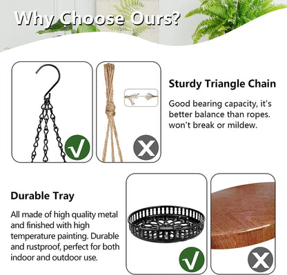 Plant Hanger Indoor Outdoor, 2 Tier Hanging Planter Plant Shelf, Metal Hanging Plants Holder for Indoor Outdoor Plants