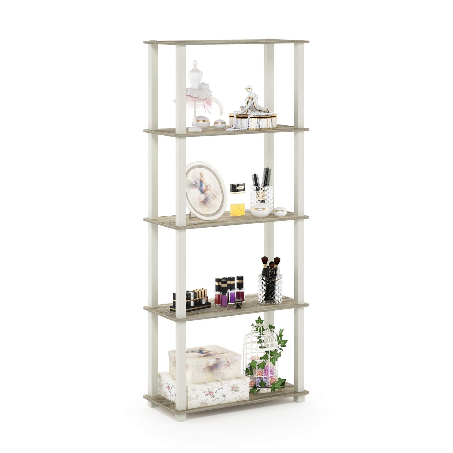 Furinno Turn-N-Tube 5-Tier Multipurpose Shelf / Display Rack / Storage Shelf / Bookshelf, Square