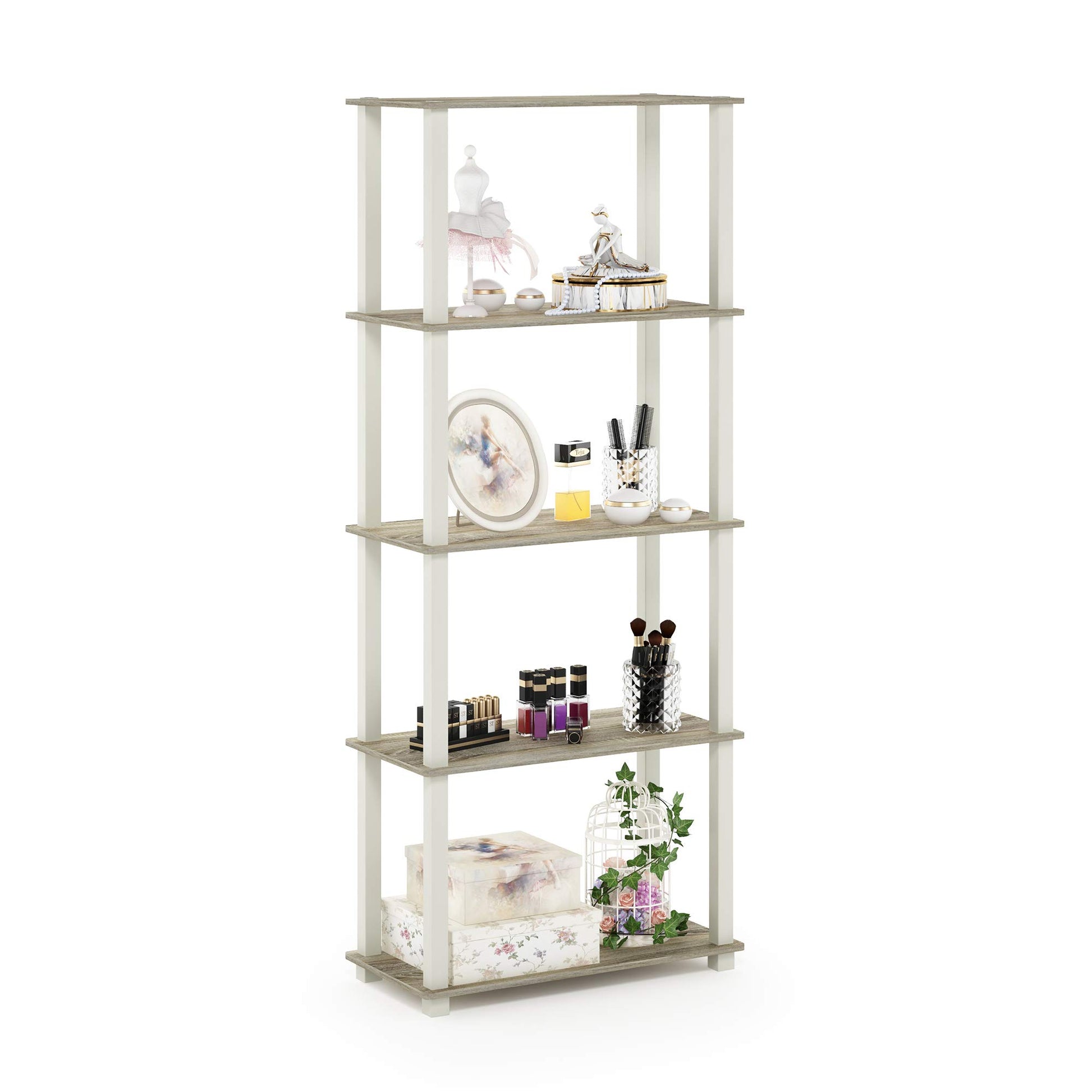Furinno Turn-N-Tube 5-Tier Multipurpose Shelf / Display Rack / Storage Shelf / Bookshelf, Square
