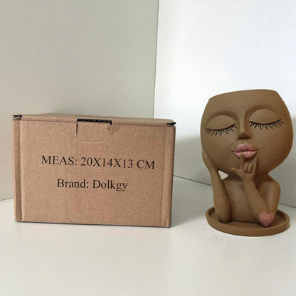Face Flower Pots Head Planter, Cute Resin Planters for Indoor Outdoor Plants, Macetas para Plantas Funny Head Plant Pot