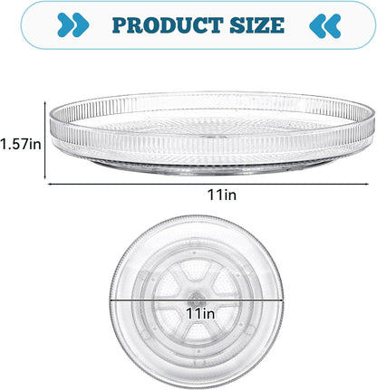 FreshKeeper Plastic Lazy Susan Organizer, Clear Pantry Shallow Lazy Susan Turntable for Cabinet and Kitchen 11’’