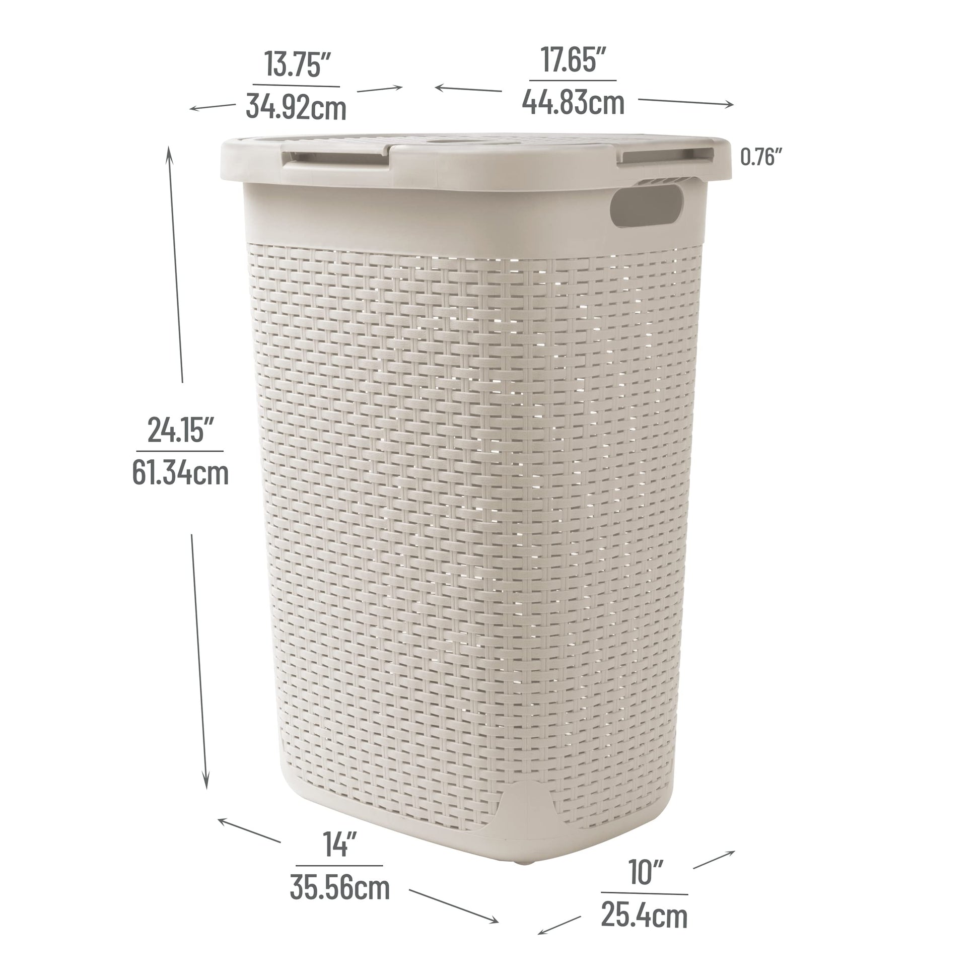 Mind Reader Slim Laundry Hamper with Lid, 60L Tall Clothes Basket, Narrow Tapered Design for