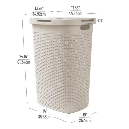 Mind Reader Slim Laundry Hamper with Lid, 60L Tall Clothes Basket, Narrow Tapered Design for