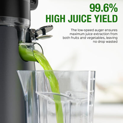 Juicer Machines, TUUMIIST Cold Press Juicer with 5.3" Extra Large Feed Chute Fit Whole Fruits & Vegetables Easy to Clean, High Juice Yield, BPA Free (Gun Grey)