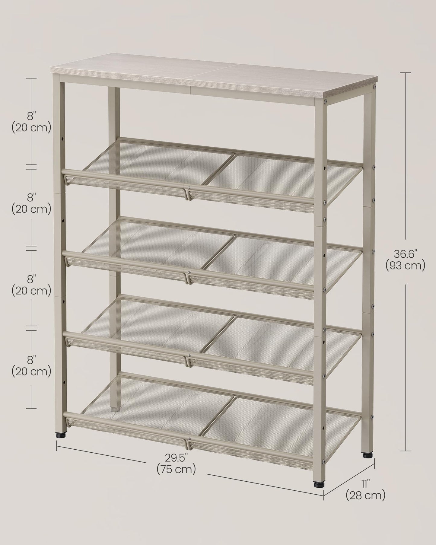 VASAGLE Shoe Rack for Entryway, Freestanding, Adjustable, Industrial