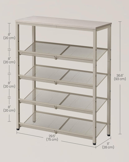VASAGLE Shoe Rack for Entryway, Freestanding, Adjustable, Industrial