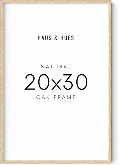 HAUS AND HUES Picture Frame, 20 x 30 inches, Beige Wood, Poster Frame, Natural Finish, Lightweight, for Horizontal and Vertical Wall Mount