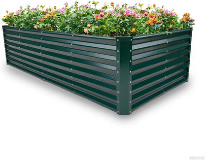 GARDMAX 8x4x2FT Galvanized Raised Garden Bed Kit, Metal Planter Boxes Outdoor with Easy Assembly, Large Garden Bed for Vegetables, Fruits, Flower, Herbs Rectangle Dark Green