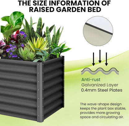 Large Outdoor Planter Boxes Kit Set of 2,6x3x2ft Galvanized Raised Bed Planter with Open-Ended Base Design, Elevated for Outdoor Plants, Durable Raised Bed for Gardening,Green
