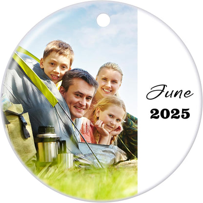 Personalized Christmas Ornaments 2025 Ceramic Custom Photo Text Christmas Ornament Customized Photo Ornament Christmas Tree Decorations Gift for Family Kids Friends Couples Wedding