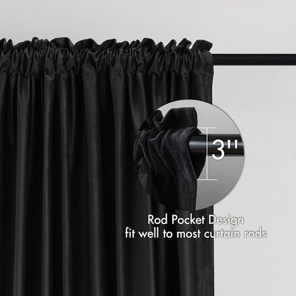 MIULEE Black Velvet Curtains Thermal Insulated Blackout Halloween Curtain Drapes for Bedroom Living Room Darkening 84 Inches Long Curtains Panels Rod Pocket Set of 2
