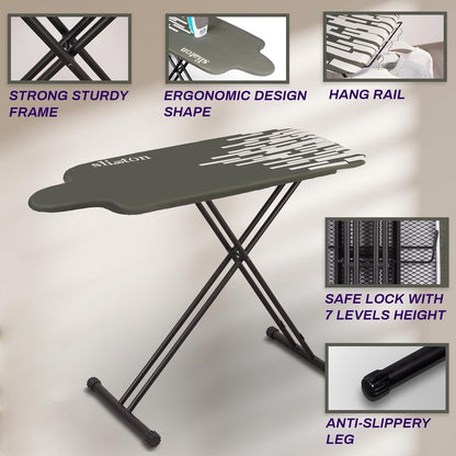 Extra Large Ironing Board with Large Hang Rail in 53" L x 20" W