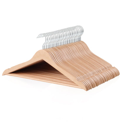 Amazon Basics Wood Suit Clothes Hangers for Closet Organizer, Natural, 30-Pack