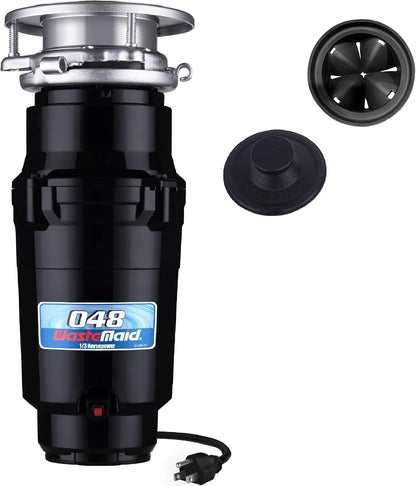 Waste Maid 10-US-WM-048-3B Garbage Disposal Anti-Jam Stainless Steel Food Waste Grinding System, 1/3 HP Compact, Black