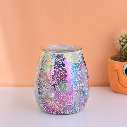 Dicimi Seven Color Mosaic Candle Heater, Glass Wax Melt Heater, Electric Fuel Burner - Incense Wax Cube Melting and Burner - Home Electric Air Freshener Art Present (Seven Color Tempered)