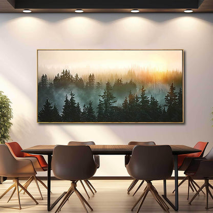 Large Artwork Foggy Forest Canvas Wall Art Landscape Mountain Painting Wall Art for Bedroom Living Room Kitchen Office Framed Wall Art 30x60 Inch
