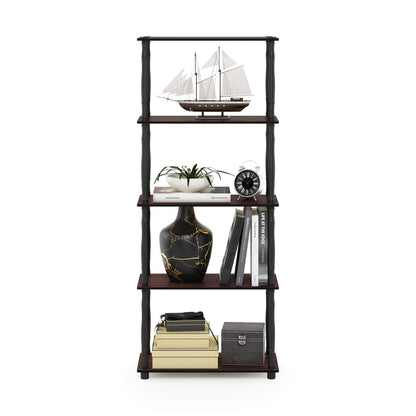Furinno TURN-S-TUBE Storage Shelves, 5-Tier Book Shelf, Corner Shelf, Toolless Open Shelves