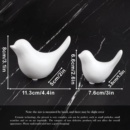Notakia Small White Birds Statues Home Decor Modern Style Decorative Ornaments for Living Room, Bedroom, Office Desktop, Cabinets (2Pcs White Birds)