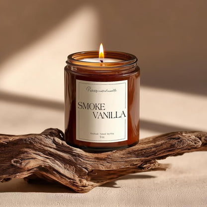 Somke Vanilla Scented Candles for Home, 9oz Natural Soy Wax Aromatherapy Organic Vanilla Candle for Stress Relief, Long Burning & Lasting Jar Candle Gifts for Birthday, Christmas, Thanksgiving
