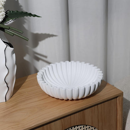 Modern Concrete Decorative Bowl for Kitchen Counter - Large White Fruit Bowl, Key Bowl for Entryway Table, Coffee Table Decor