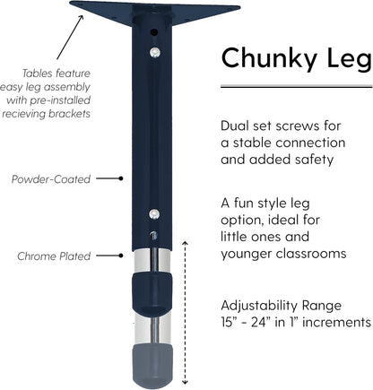 FDP Rectangle Activity School and Classroom Kids Table (30 x 60 inch), Toddler Legs, Adjustable Height 15-24 inches - Maple Top and Navy Edge