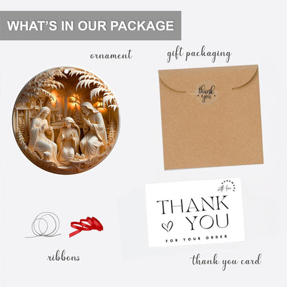 Jabihome Christmas Ornaments 2025, Exchange for Women, Men, Collectible Dated Year Ornaments for Tree, Unique Acrylic Suncatcher, Printed Stained Glass Effect Decor (Nativity Scene)