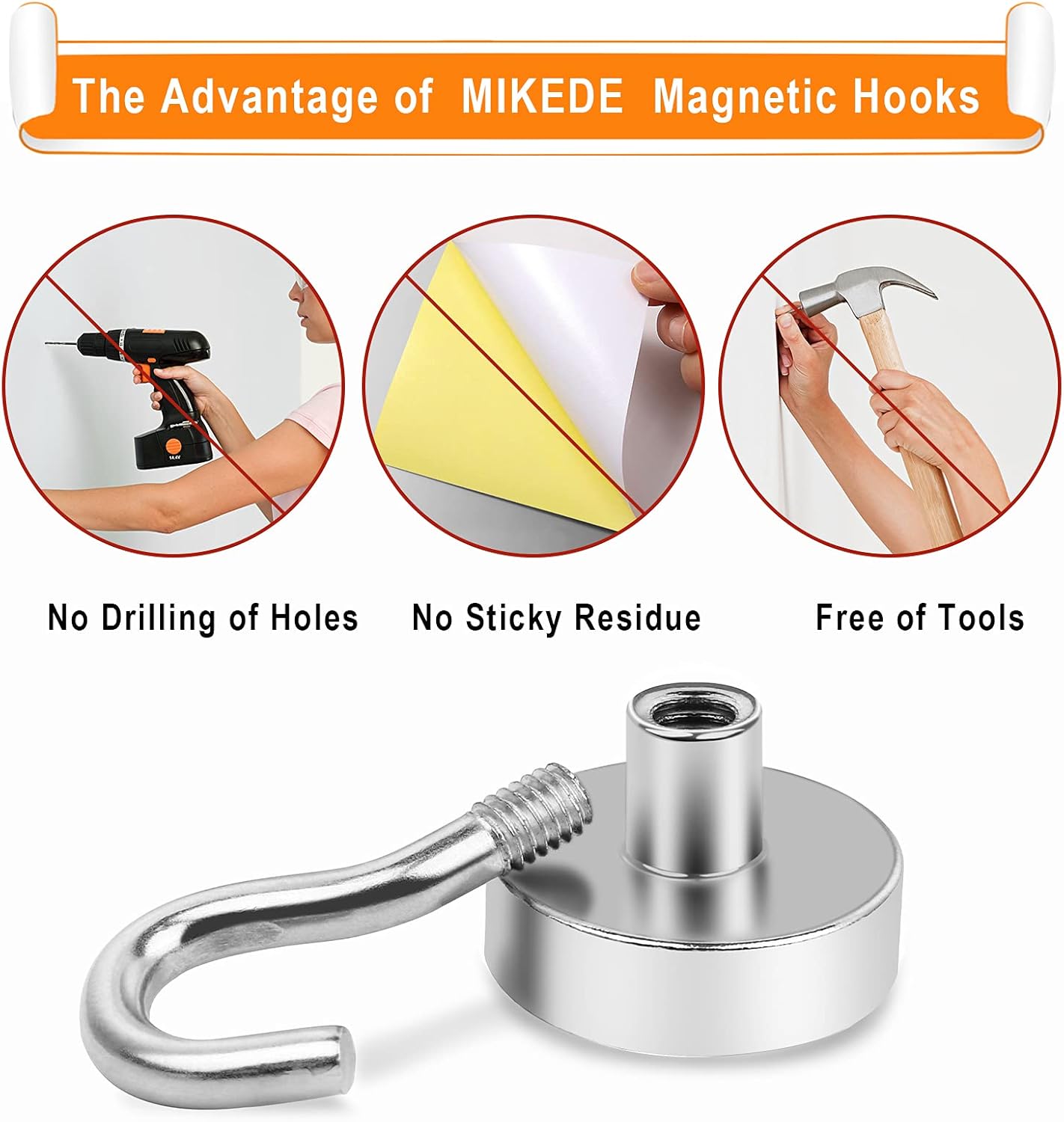 MIKEDE Magnetic Hooks Heavy Duty, 28Lbs Neodymium Magnets with Hooks for Refrigerator, 10Pcs Strong Cruise Hooks for Hanging, Magnetic Hanger for Grill, Toolbox, Storage