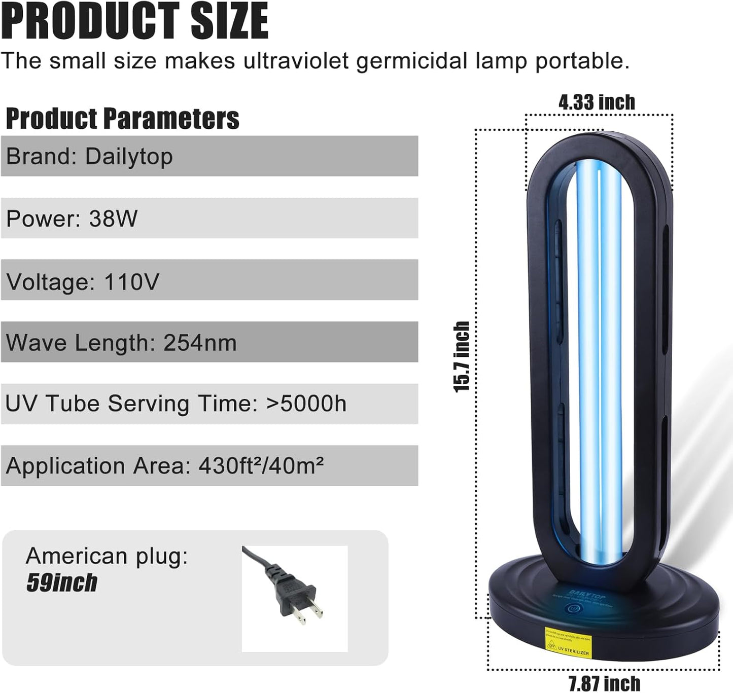 UV Light Sanitizer with Ozone,Ultraviolet Light Sanitizer for Room,UVO Lamp with Remote Control,Home Disinfection Device,15/30/60 Minutes Timer