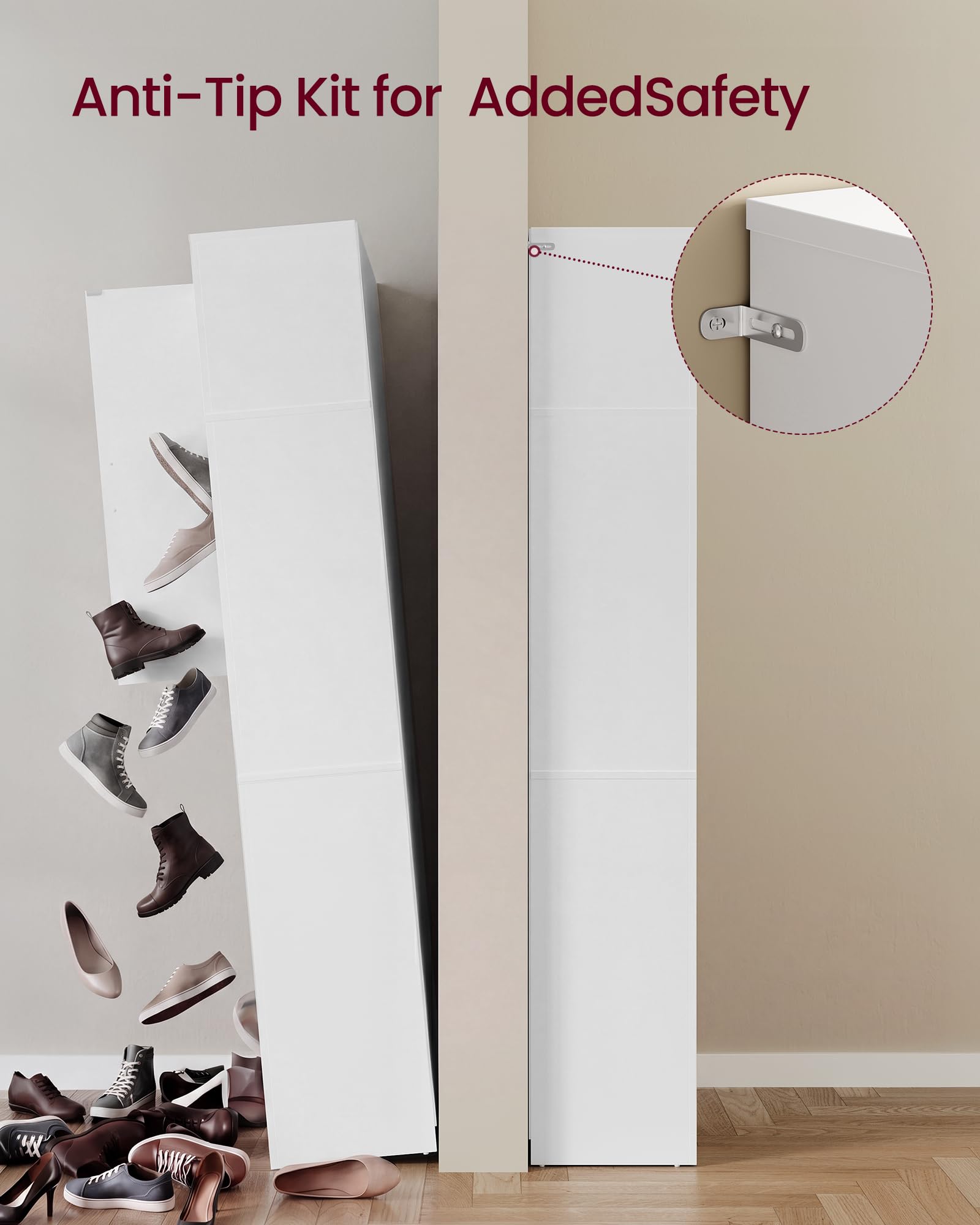 VASAGLE Tall Shoe Cabinet, Farmhouse Shoe Storage Organizer for Entryway, Vertical Wood Rack Holds
