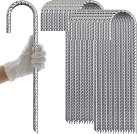 AAGUT Rebar Stakes 32 Pack 12'' Ground Stakes 3/8" Heavy Duty J Hook Anchors, Plant Support Garden Spikes Anti Rust Galvanized for Chain Link Fence