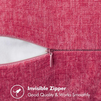 MIULEE Pack of 2 Couch Throw Pillow Covers 20x20 Inch Hot Pink Farmhouse Decorative Pillow Covers with Stitched Edge Soft Chenille Solid Dyed Spring Pillow Covers for Sofa Bed Living Room