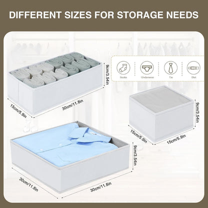 DIMJ Drawer Organizer Clothes 15 Pack - Foldable Baby Organizers and Storage & Dresser Organizer for Bedroom, Closet - Nursery Organization Dresser Dividers for underwear, Sock,Bra, Belt, Tie, White